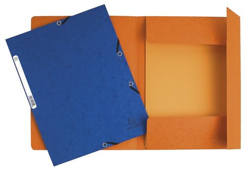 Exacompta - Réf. 55300E - Paquet de 10 chemises à élastiques - pochettes 3 rabats - en carte lustrée 355 g/m2 - dimensions 24 x 32 cm pour documents au format A4 - 5 couleurs assorties