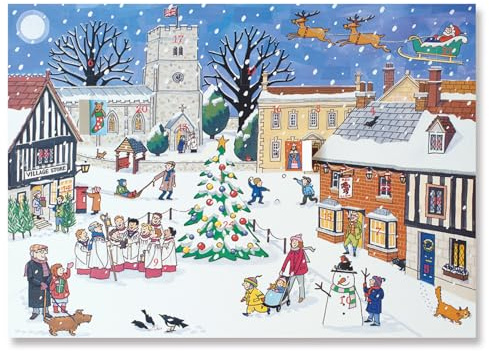 Traditional Advent Calendar - Alison Gardiner Christmas Village Design - Paper Christmas Countdown Calendar - Large A3 29.7x42cm
