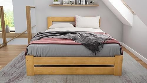 Nodax Single Size Bed Frames – Solid Pine Wooden Bed Frame for Adults,F7 Easy Assemble Bed with Sturdy Slats & Extra Four Supportive Legs, Comfortable Furniture |(Single Size 3' 90x190cm, Alder)