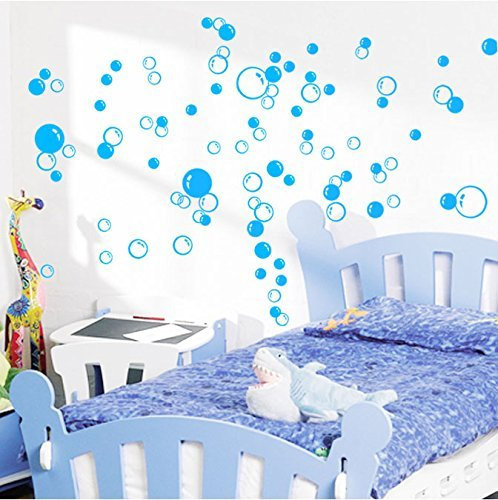 88 Waterproof Floating Bubble Loose Stickers Choose from 20 Colours Bathroom Tile Window Wall Art - Sky Blue