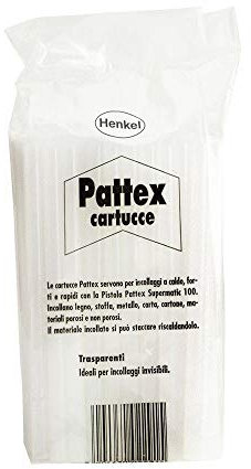 Pattex Cartucce di Colla a Caldo per Pistola, Adesivo Termofusibile, Rapido, Resistente, Ottimo per Legno, Stoffa, Metallo, Carta, Moquette, Tappezzerie, Ricarica 200mm x 11mm, Confezione 50pz - 1Kg