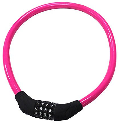 Sanwo Security Bike Lock 4 Digit Resettable Combination Cable Lock for Bicycle, 2 Feet x 1/2 Inch (Pink)
