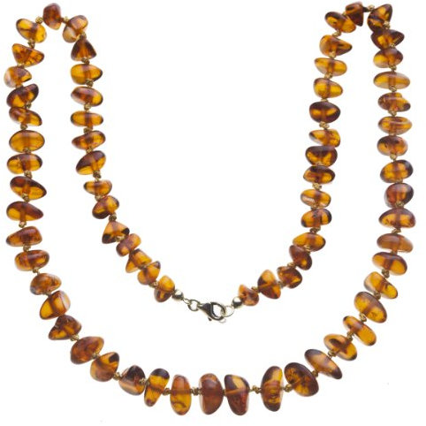 InCollections Damen-Bernsteinkette 60 cm mit Federringverschluß Silber vergoldet