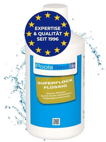 PoolsBest Superflock flüssig 1L I hochkonzentiertes Flockungsmittel für Pool I Trübungsentferner für klares Poolwasser I Pool Flockungsmittel für Sandfilter I hochwertiges Flockungsmittel