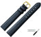 MARBURGER Uhrenarmband 12mm Leder Blau Gold XL Glatt Mit Naht - Montage Set 6601251000220
