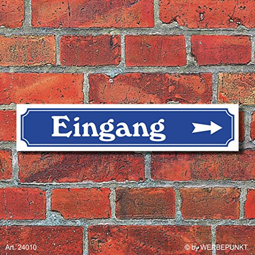 WERBEPUNKT. Schild im Straßenschild-Design Eingang rechts - 3 mm Alu-Verbund - 52 x 11 cm