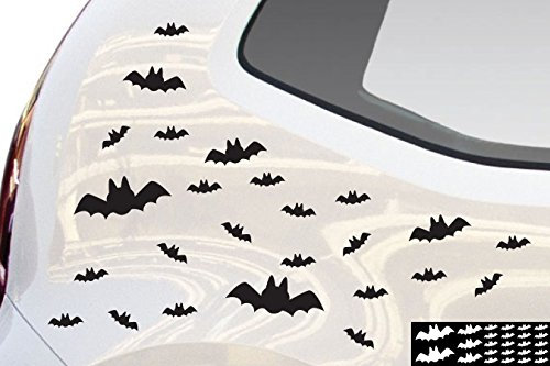 kleb-drauf® - 25 Fledermäuse/Silber - glänzend - Aufkleber zur Dekoration von Autos, Motorrädern und Allen Anderen glatten Oberflächen im Außenbereich; aus 19 Farben wählbar; in matt oder glänzend