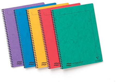 Clairefontaine 4860Z - Packung mit 10 Spiralheften / Collegeblöcken Notemakers Europa, DIN A4 21x29,7 cm, 60 Blatt liniert, abtrennbar, 90g, farbig sortiert, 1 Pack