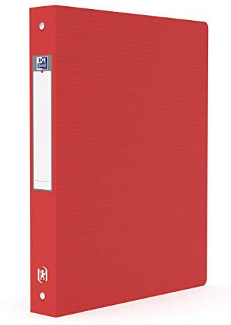 OXFORD Classeur Memphis A4 Dos 40mm 4 Anneaux Ronds Couverture Polypro Rouge