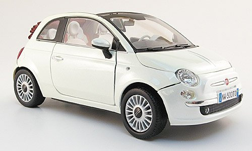 Fiat 500 C Cabriolet, met.-weiss, 2009, Modellauto, Fertigmodell, Mondo Motors 1:18