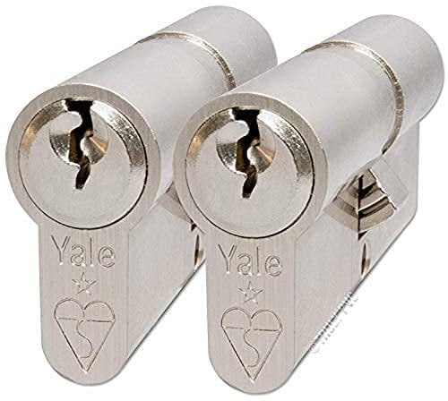 Yale KM3550-NP-KA Doppelzylinder, 1 Stern, mit Gütesiegel, 3 Schlüssel, hohe Sicherheit, in Box, geeignet für alle Türtypen, vernickelt, 35:10:50 (95 mm), 2 Stück