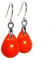 Black Moon Mermaid Teardrop Earrings with Silver Ear Wires (Bright Orange)