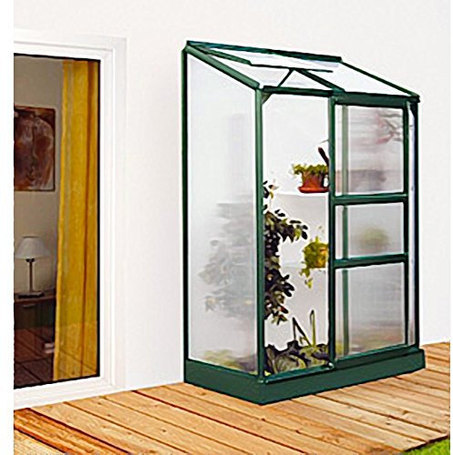 Ida 900 Alu-Anlehngewächshaus grün HKP4mm Balkon-Gewächshaus 0,9 m² Fundament