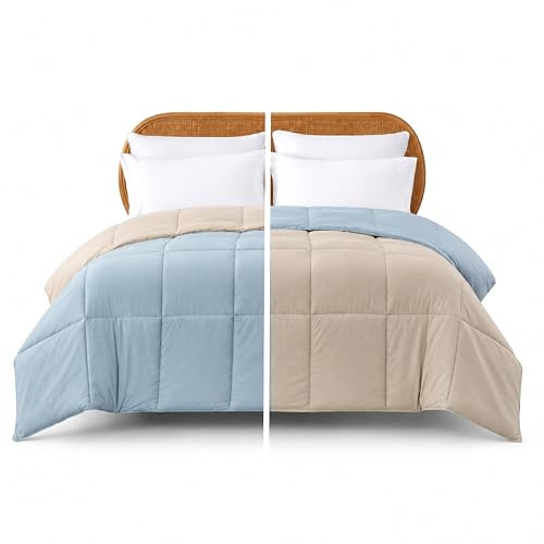 Modern Threads Down Alternative Reversible Comforter Beige/Light Blue Twin