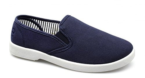Dr Keller YACHT Mens Canvas Wide Fit Slip On Deck Shoes Navy UK 10