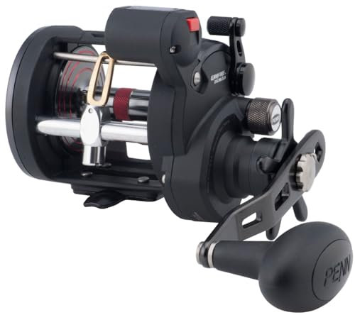PENN Warfare Level Wind Multirolle für Salzwasser Boots- oder Kajakangeln, Schwarz/Rot/smoke