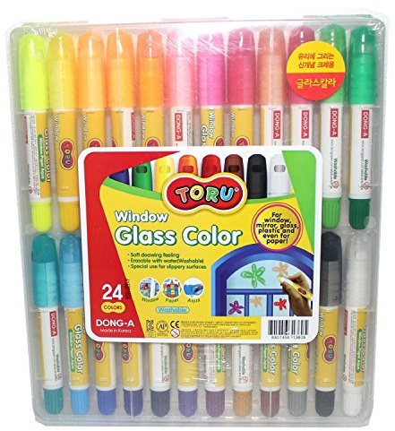 Dong-a Toru Window Glass 24 Color Crayon Marker for Window,mirror,glass,plastic by Dong-A