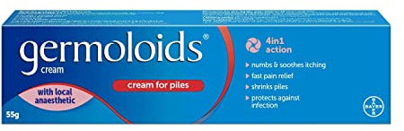 Germoloids Haemorrhoid Cream, Piles Treatment with Anaesthetic to Numb the Pain & Itch, 55 g, Pack of 1, (Packing may vary).