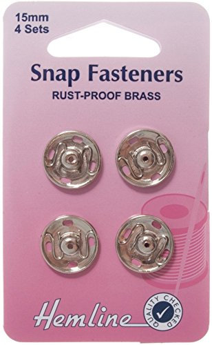 Hemline Sew auf Druckknöpfe 15 mm Nickel/Silber