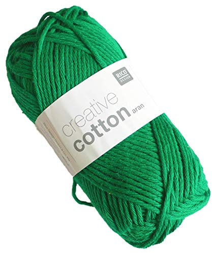 Rico Design Creative Cotton aran 50 g ca. 85 m Wolle Wollschnur Häkelwolle Häkeln Basteln Knäuel Grün