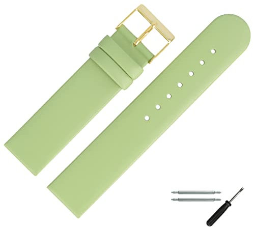 MARBURGER Uhrenarmband 16mm Leder Gruen Gold - Montage Set 7611662000220