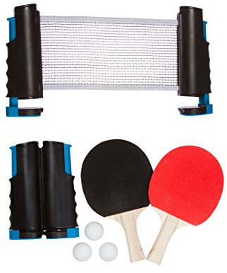 Trademark Innovations Marca innovaciones en Cualquier Lugar Tenis de Mesa Set con Palas y Pelotas, Azul