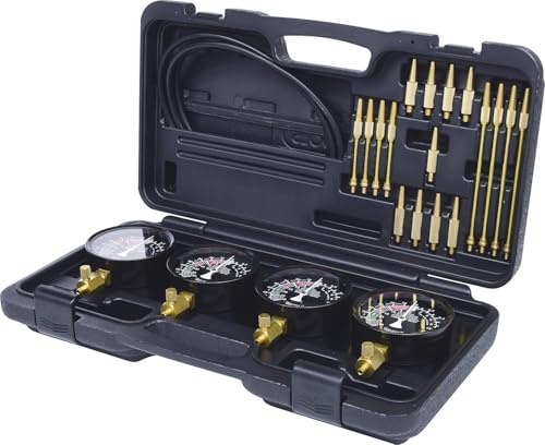 KS Tools 150.3600 Synchron-Vergaser-Testgerät mit 4 Synchronuhren, 28-tlg.