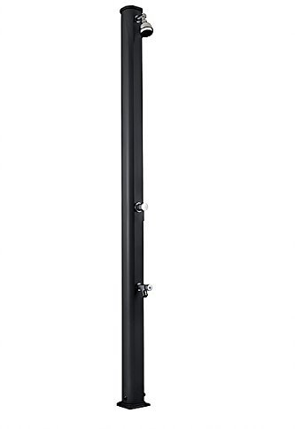 Douche solaire ARKEMA A620 / 7016 Jolly S Couleur Anthracite RAL 7016 Douche extérieure en aluminium anticorrosion Forme droite Chauffage à énergie solaire Avec Mitigeur et Rince Pieds Réservoir 25 litres Hauteur 226 cm