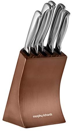Morphy Richards 974819 Accents 5 Piece Knife Block with High Grade Polished Stainless Steel Blades, Copper Knife Block