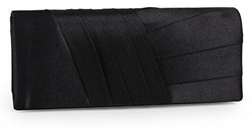 Damara pochette in satin, da cocktail o per ricevimenti di nozze, da sera, nero