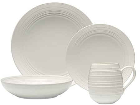Mikasa Swirl Coupe 4 Piece Place Setting, Service For 1, White