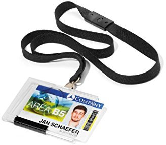 Durable 892701 10 Porte-Cartes de Sécurité Pushbox Mono avec Lacet Textile 54 x 87 mm