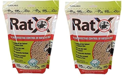 RatX Ratten- und Mäuse-Killerpellets, natürlich, ungiftig, 1,3 kg Beutel, 2 Stück