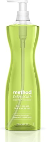 Method Dish Soap, Lime + Sea Salt, Tough on Grease, 18 Fl Oz (Pack of 1)