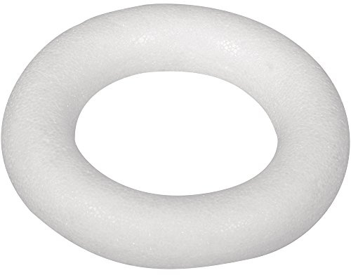 Rayher 30159000 Styropor-Flachringe, 20 cm ø, 2 St. eingeschweißt, Weiß