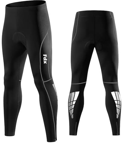 FDX Men’s Cycling Tights, Lightweight, Breathable, 3D Padded, Cycle Trousers, Outdoor Bike Riding Pants, Quick Dry, Highly Elasticated Bicycle Leggings (Black L)