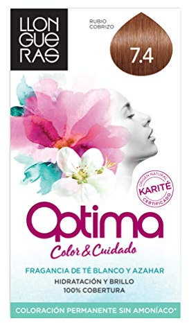 Llongueras Optima Tinte de Cabello Permanente sin Amoniaco Tono #7.4 Cobrizo Medio