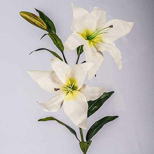 artplants.de Giglio Artificiale, 2 Fiori, Bianco, 95cm, Ø 15cm - Giglio Decorativo/Fiore Tessile