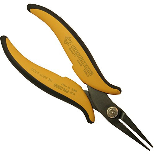 Piergiacomi - PN2005 Pinza Lunga 160mm con becchi a Punta zigrinati - Lunghezza punta 28mm, Spessore punta 1.2x1mm - Adatta alle Aree difficilmente accessibili - Arancione - Made in Italy