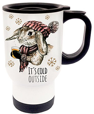 Thermobecher Thermotasse Coffee to go Becher Tee Kaffee campingbecher Reisebecher Hase Kaninchen im Winter it's cold outside tb021ilka parey wandtattoo-welt®