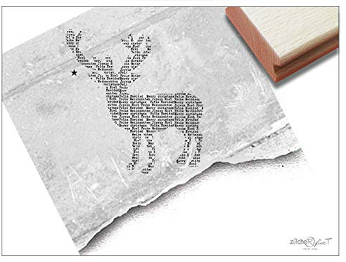 Stempel Weihnachtsstempel HIRSCH mit Typo -Tierstempel Bildstempel Weihnachten Karten Geschenk Geschenkanhänger Weihnachtsdeko -zAcheR-fineT