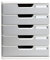 Exacompta - Réf. 301041D - MODULO A4 - Caisson 5 tiroirs fermés pour documents A4+ - Dimensions extérieures : Profondeur 35 x largeur 28,8 x Hauteur 32 cm - Gris lumière/granit
