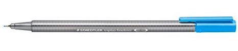 STAEDTLER 334-30 Triplus Fineliner (Dreikant, Superfeine, Metallgefasste Spitze, Linienbreite ca. 0,3 mm, 10 Stück) lichtblau