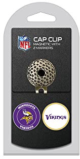 Team Golf NFL Minnesota Vikings Kappenclip mit 2 Golfballmarkern, Golfkappen-Clip mit 2 abnehmbaren, doppelseitigen Emaille-Magnetballmarkern, lässt Sich leicht an Hüten befestigen