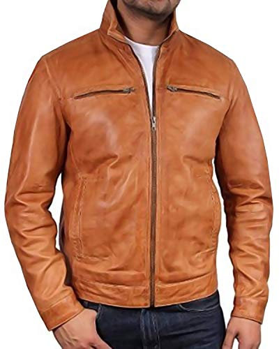 BRANDSLOCK Herren Lederjacke echt Lammfell Winter schwarz Biker