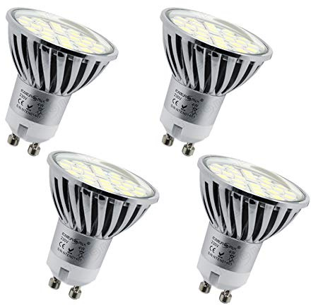4er Set GU10 LED Spot Birne mit Schutzglas 4W 230 Volt Warmweiß