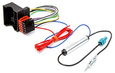 Sound-way Câble Adaptateur Autoradio Connecteur Faisceau ISO, Adaptateur d'antenne fakra amplifié Compatible avec Seat Alhambra/Toledo