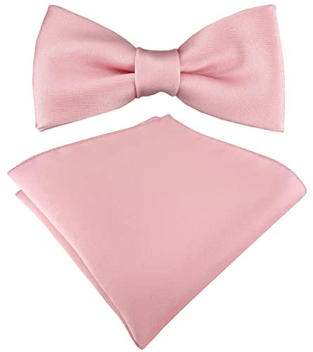 TigerTie - Set Kleinkinder Baby Fliege in rosa einfarbig mit Gummizug 29 bis 40 cm Halsumfang verstellbar + Einstecktuch + Aufbewahrungsbox