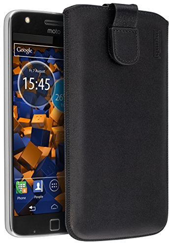 mumbi Echt Ledertasche kompatibel mit Lenovo Moto Z Play Hülle Leder Tasche Case Wallet, schwarz