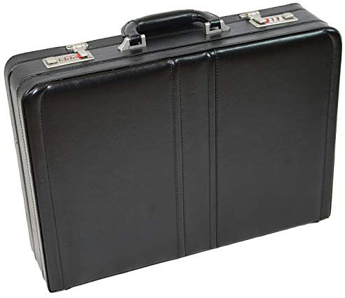 DERMATA Business Aktenkoffer ECHT Leder - schwarz 1205